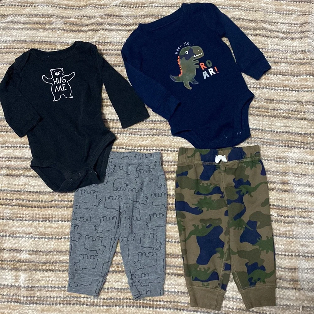 2 Carter’s Baby Boy Outfits. Long Sleeve Onesies and pants. 6 mos. - Picture 2 of 15